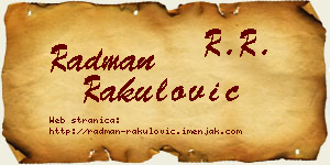 Radman Rakulović vizit kartica